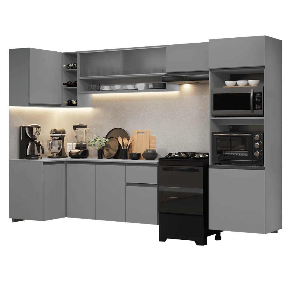 Combo completo de Cocina Esquinera Flotante 385cm Gris Nice Madesa 01 - Image 3