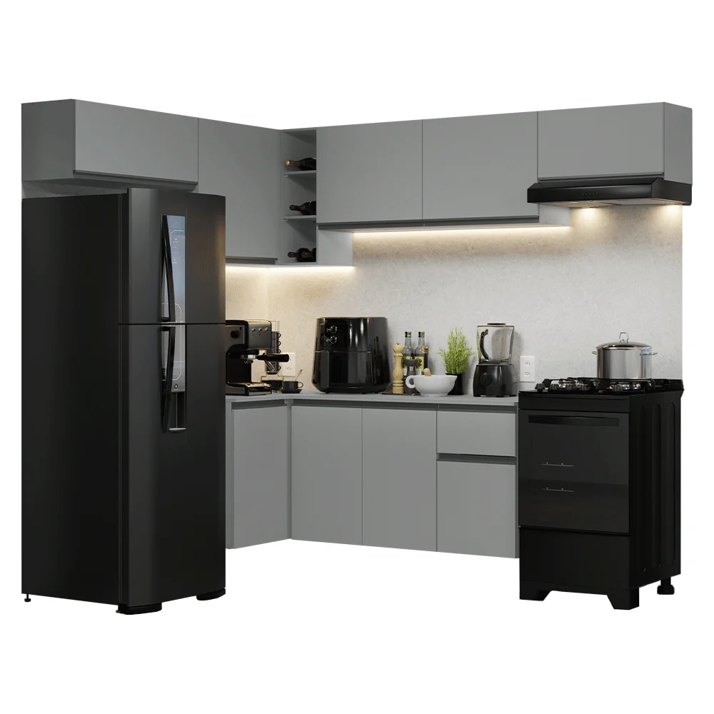 Combo Cocina esquinero Flotante 405cm Gris Nice Madesa 01 - Image 3