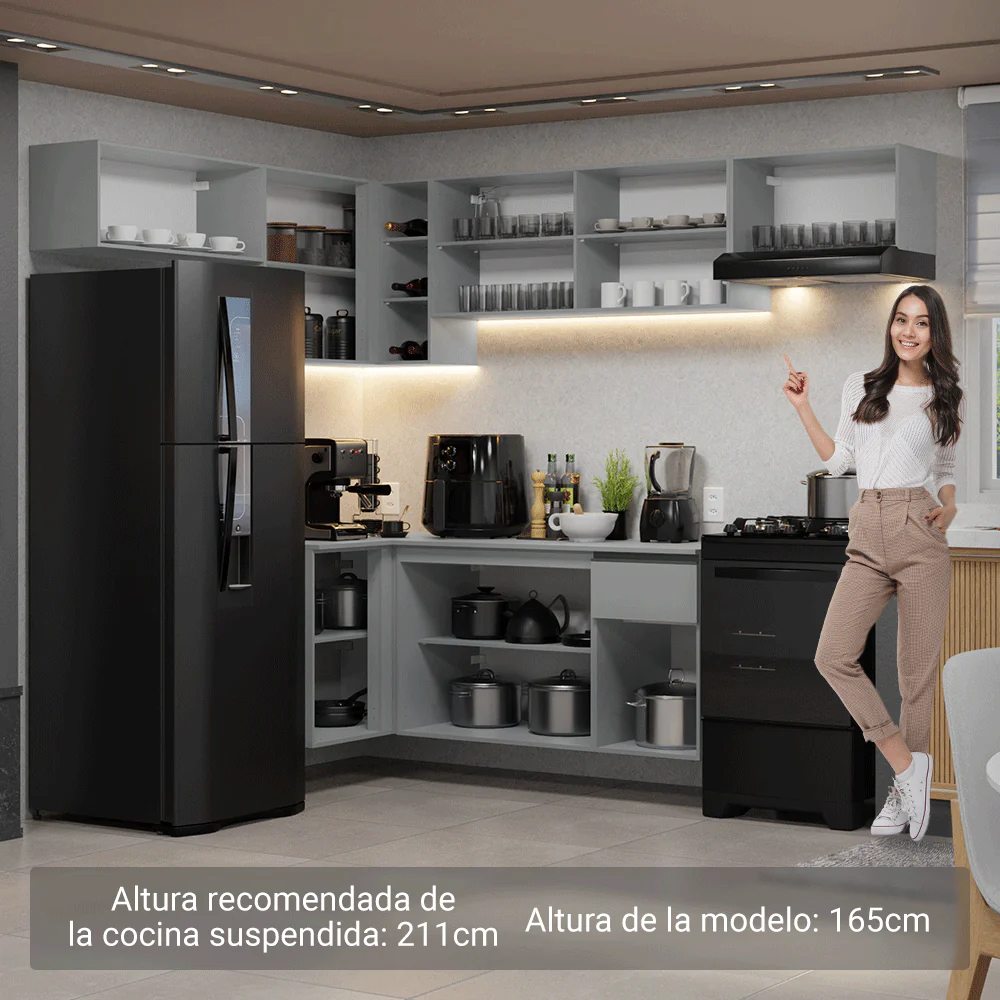 Combo Cocina esquinero Flotante 405cm Gris Nice Madesa 01 - Image 5
