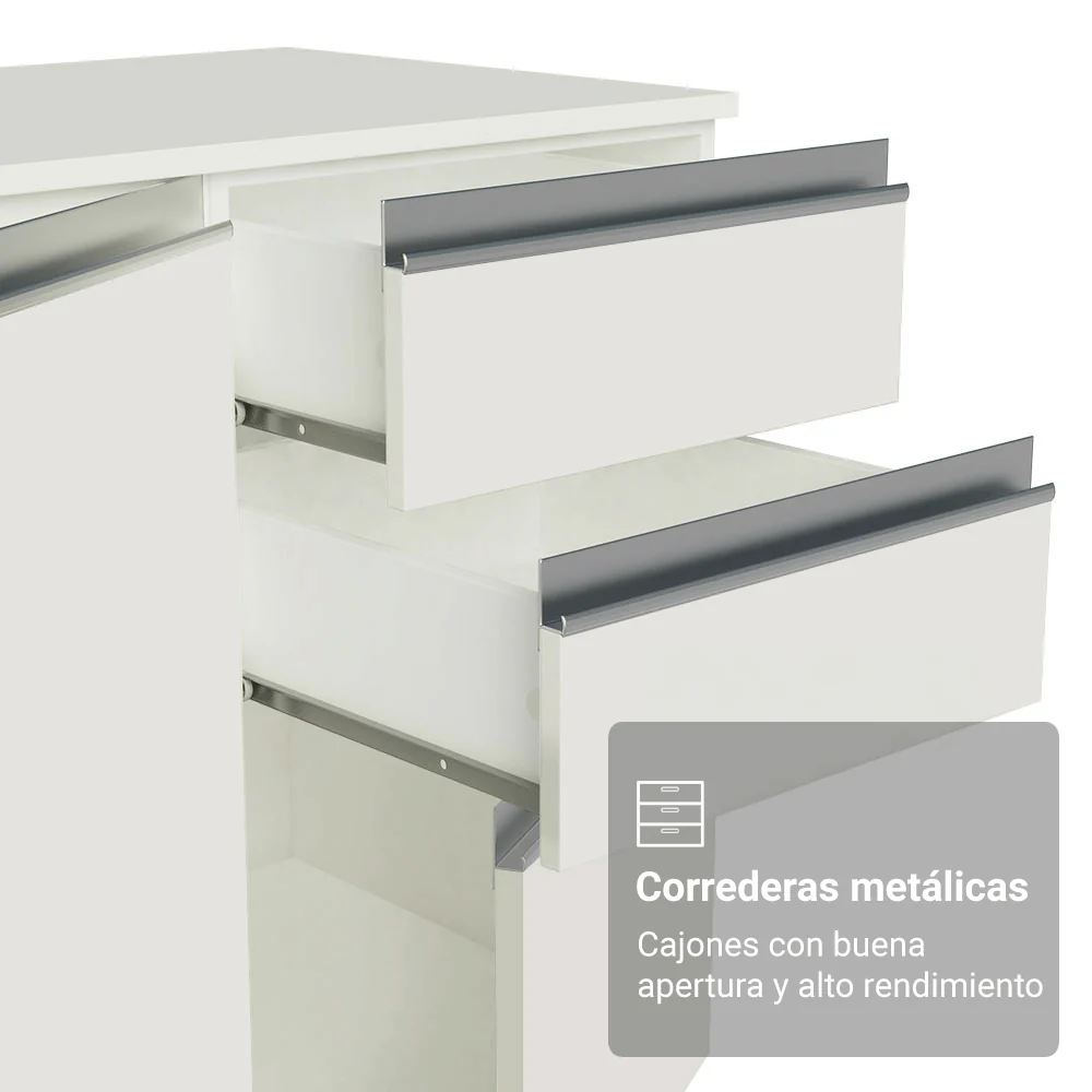 Combo completo de Cocina 100% MDF 190cm Smart Blanco Brillante Madesa 01 - Image 6