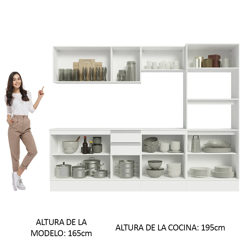 Combo Completo de Cocina 100% MDF 250 cm Blanco Smart Madesa 02 - Image 5