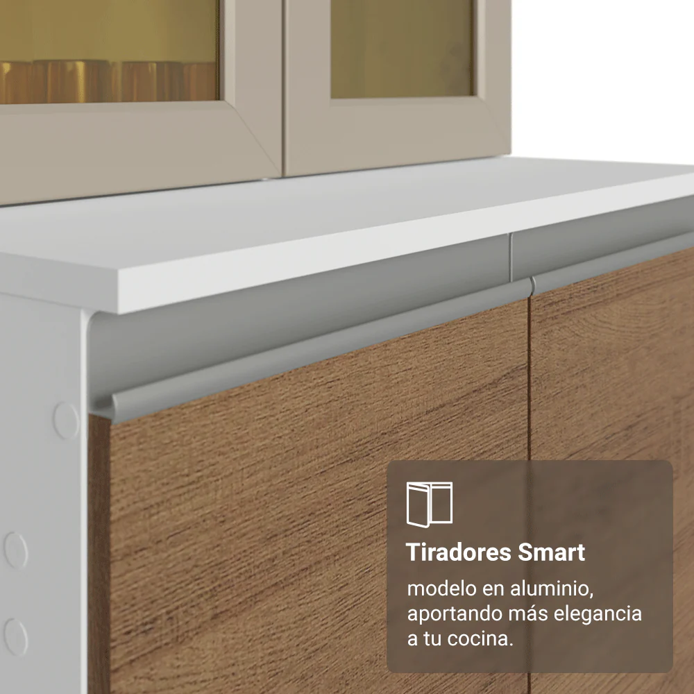 Combo completo de Cocina 100% MDF 250cm Blanco/Marrón/Crema Smart Madesa 03 - Image 5
