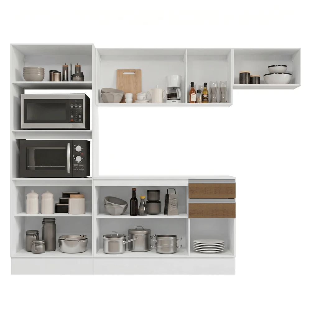 Combo completo de Cocina 100% MDF 250cm Blanco/Marrón/Crema Smart Madesa 03 - Image 8