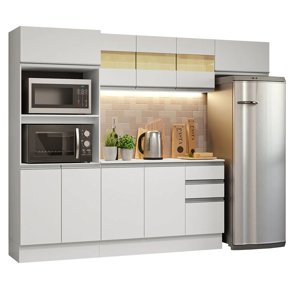 Combo completo de Cocina 100% MDF 250cm Blanco Smart Madesa 03 - Image 3