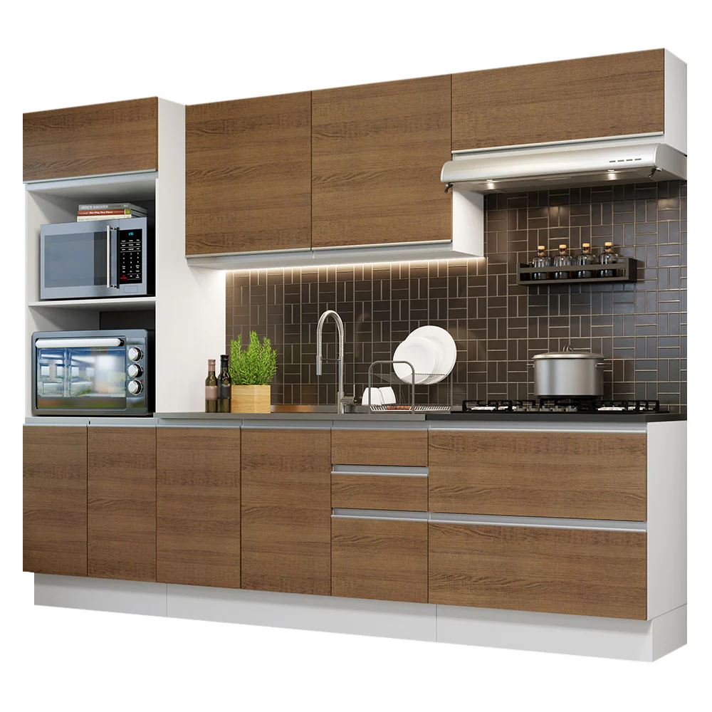 Combo Completo de Cocina 100% MDF 270 cm Blanco/Marrón Acordes Madesa 06 - Image 3