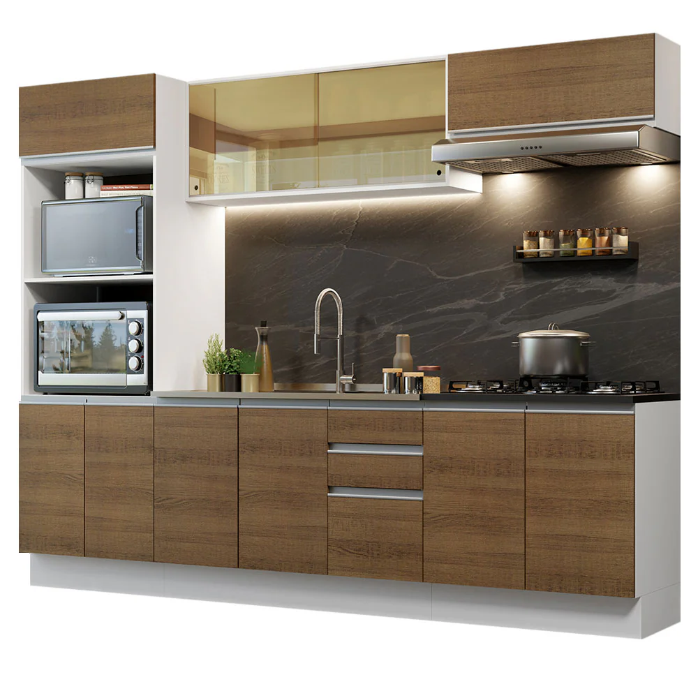 Combo Completo de Cocina 100% MDF 270 cm Blanco/Marrón Acordes Madesa 07 - Image 3