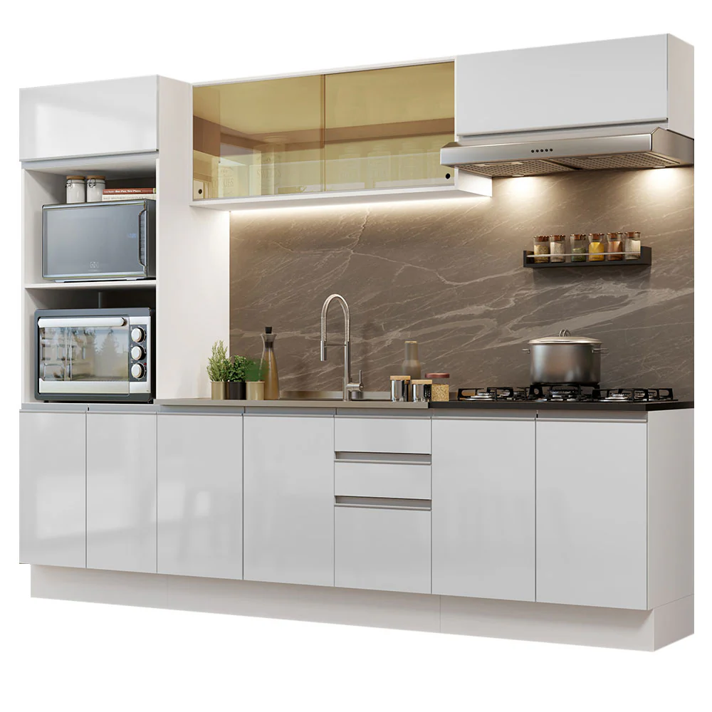 Combo Completo de Cocina 100% MDF 270 cm Frentes Blanco Brillante Acordes Madesa 07 - Image 3