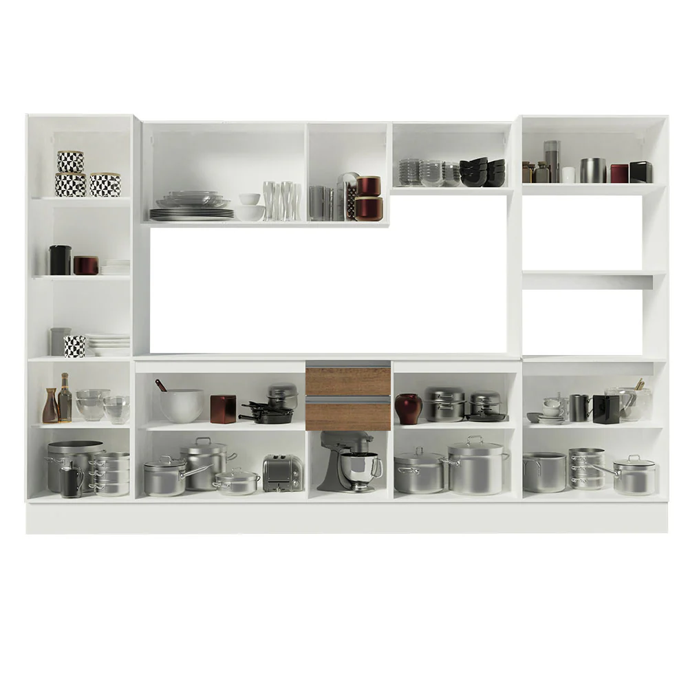 Combo Completo de Cocina 100% MDF 300 cm Blanco/Marrón/Crema Smart Madesa 01 - Image 8