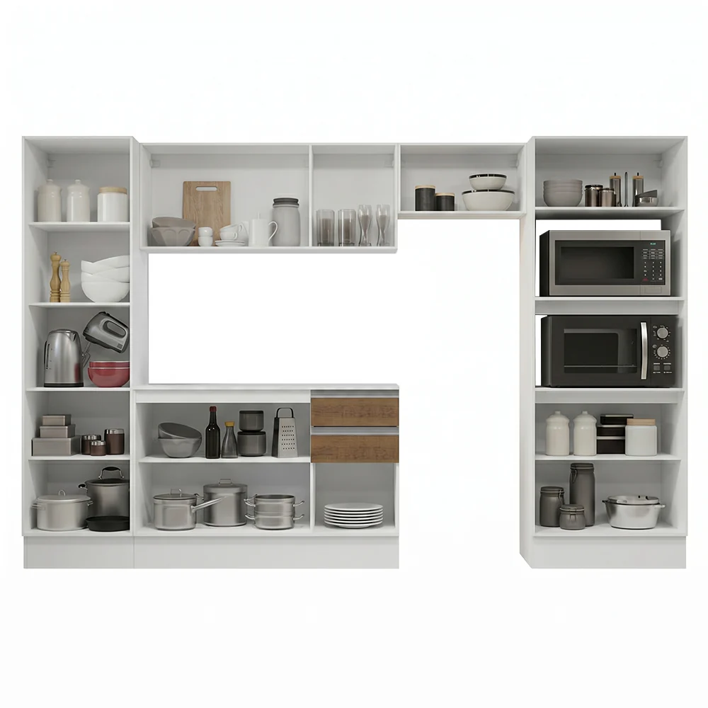Combo completo de Cocina 100% MDF 300cm Blanco/Marrón/Crema Smart Madesa 03 - Image 8