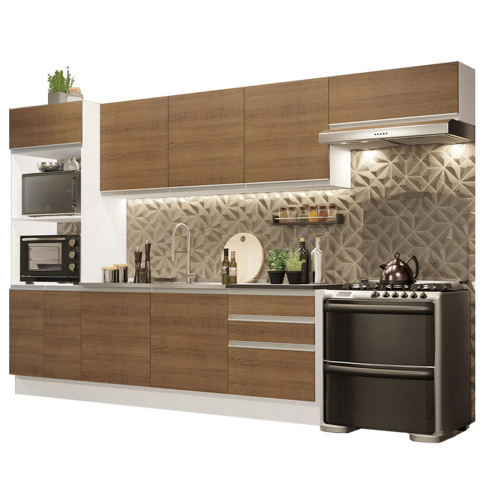 Combo Completo de Cocina 100% MDF 330 cm Blanco/Marrón Acordes Madesa 06 - Image 3