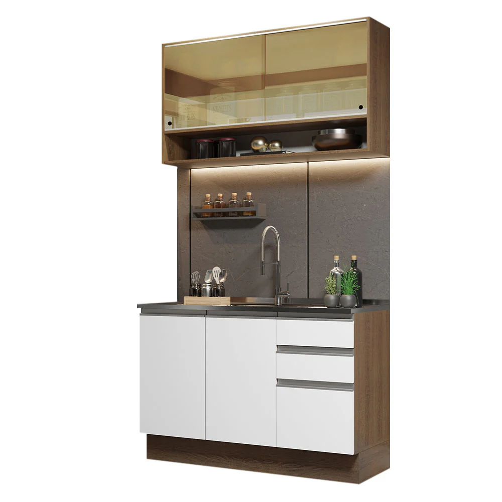 Combo de Cocina 120cm Marrón/Blanco Glamy Madesa 02 - Image 3