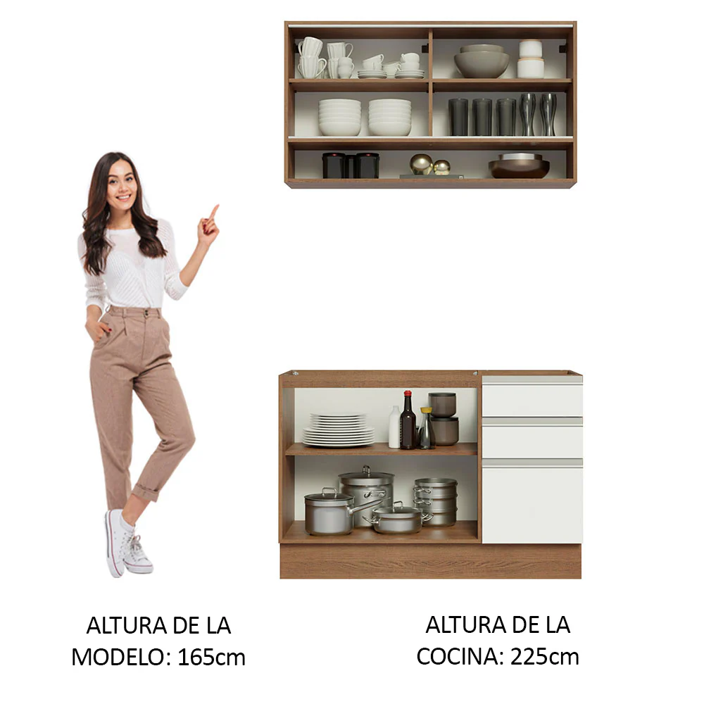 Combo de Cocina 120cm Marrón/Blanco Glamy Madesa 02 - Image 4