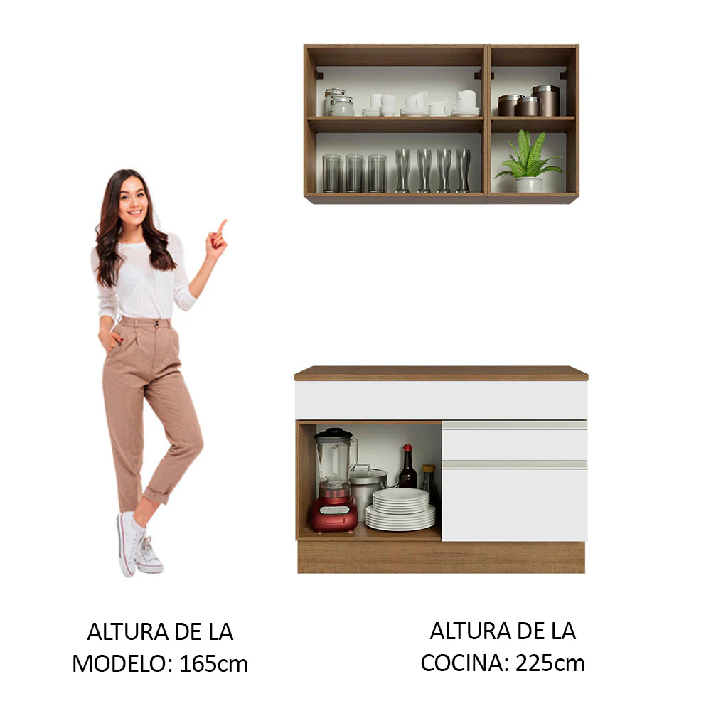 Combo de Cocina 120cm Marrón/Blanco Glamy Madesa 08 - Image 4
