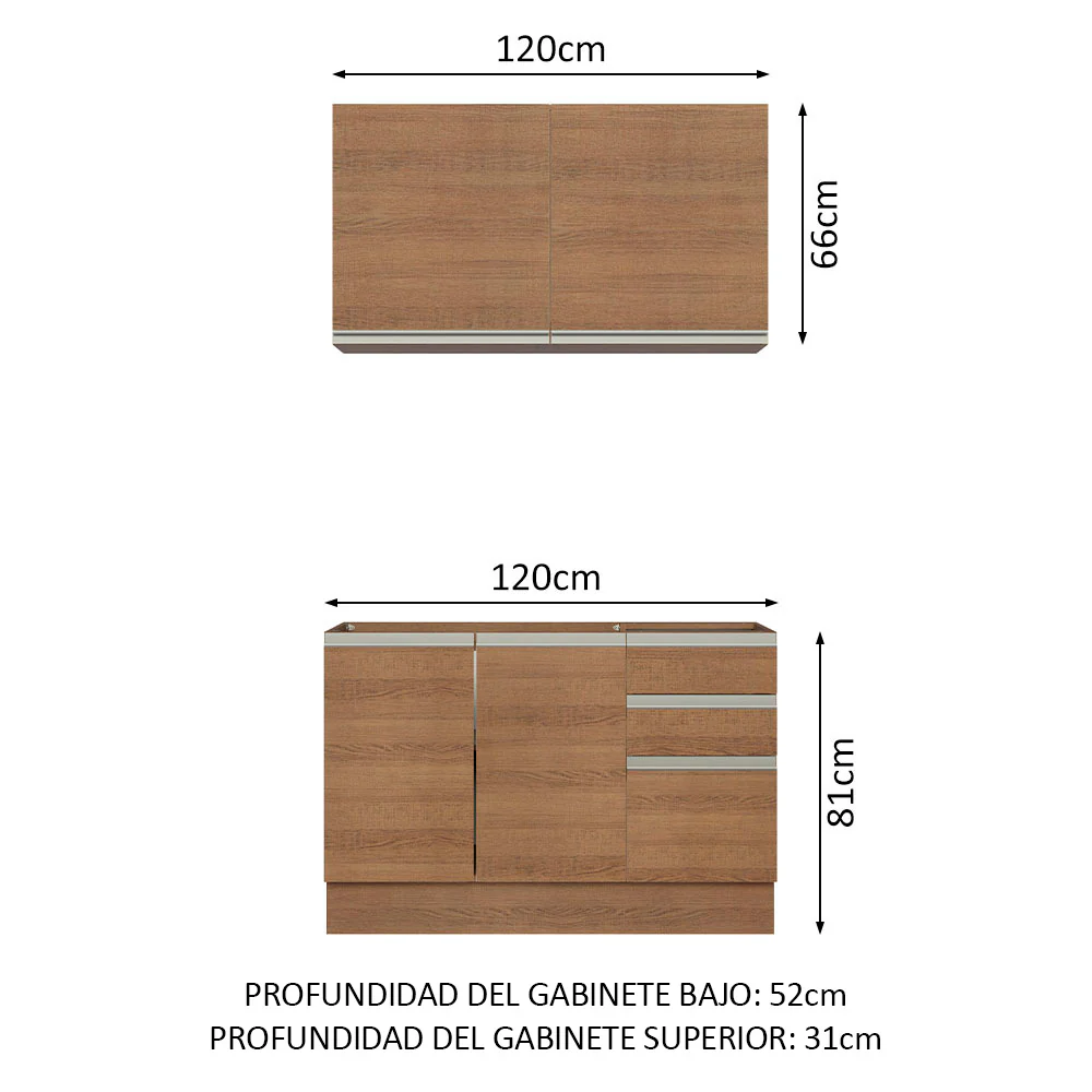 Combo de Cocina 120cm Marrón Glamy Madesa 03 - Image 2