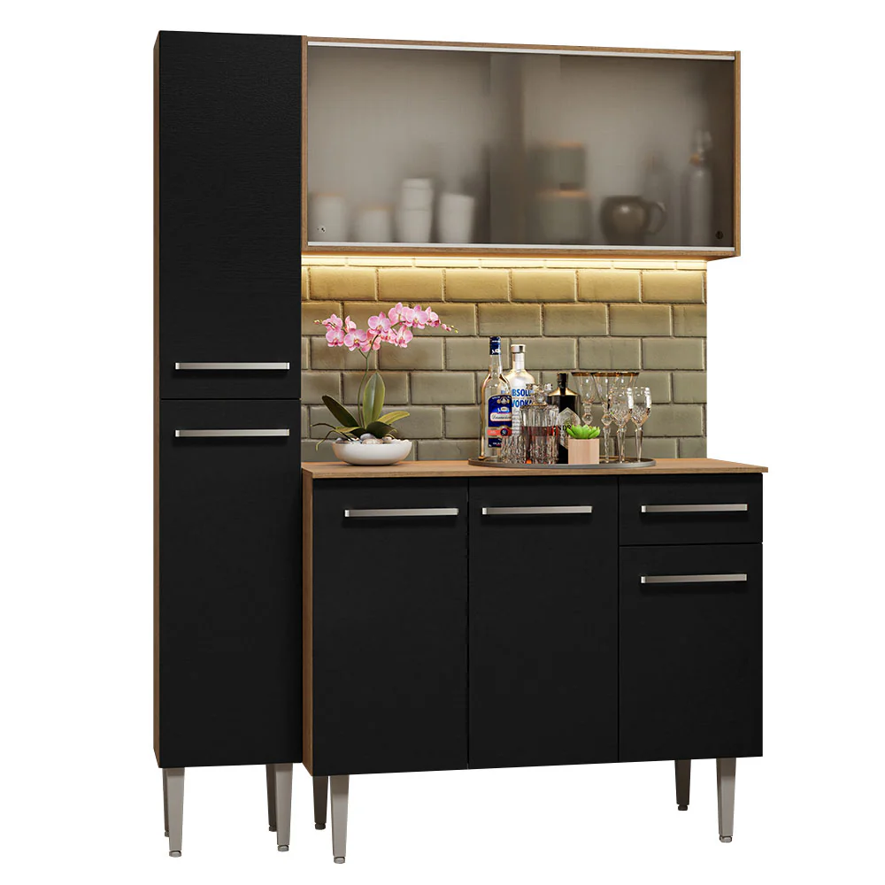Combo completo de Cocina 137cm Marrón/Negro Emilly 05 - Image 3