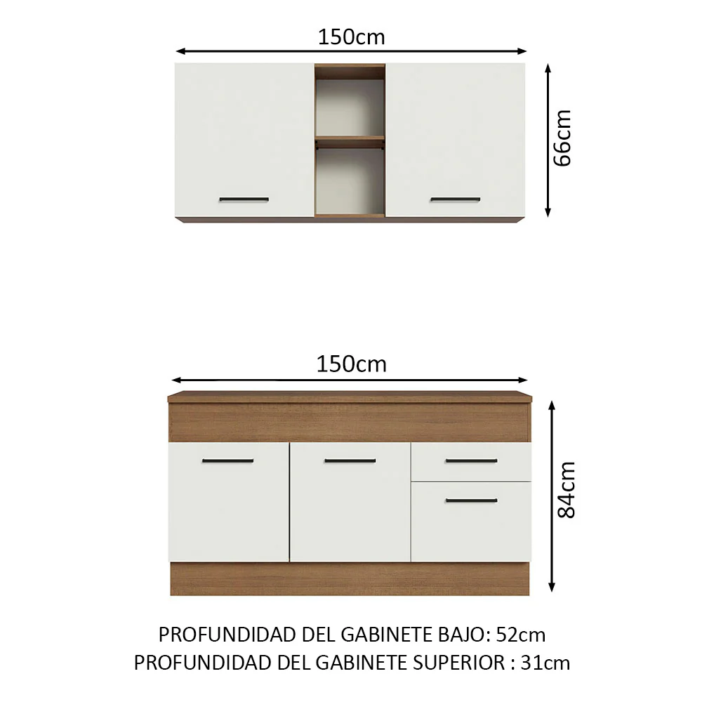 Combo de Cocina 150cm Marrón/Blanco Agata Madesa 01 - Image 3