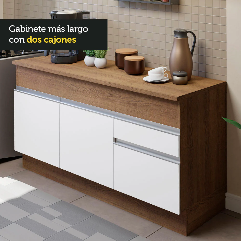 Combo de Cocina 150cm Marrón/Blanco Glamy Madesa 01 - Image 6