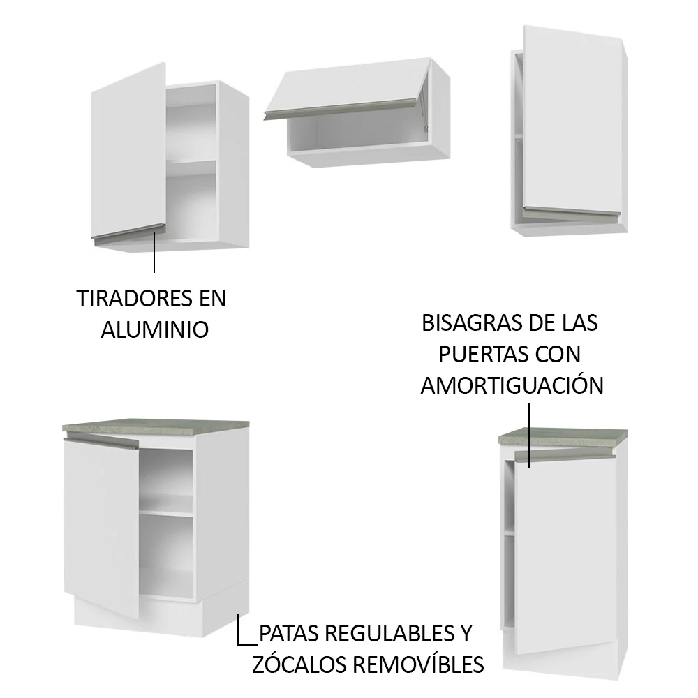 Combo de Cocina 160cm Glamy Madesa - Blanco - Image 4