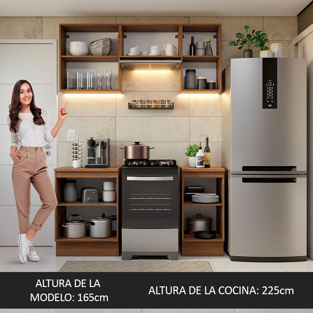 Combo de Cocina 160cm Marrón/Blanco Glamy Madesa 07 - Image 6
