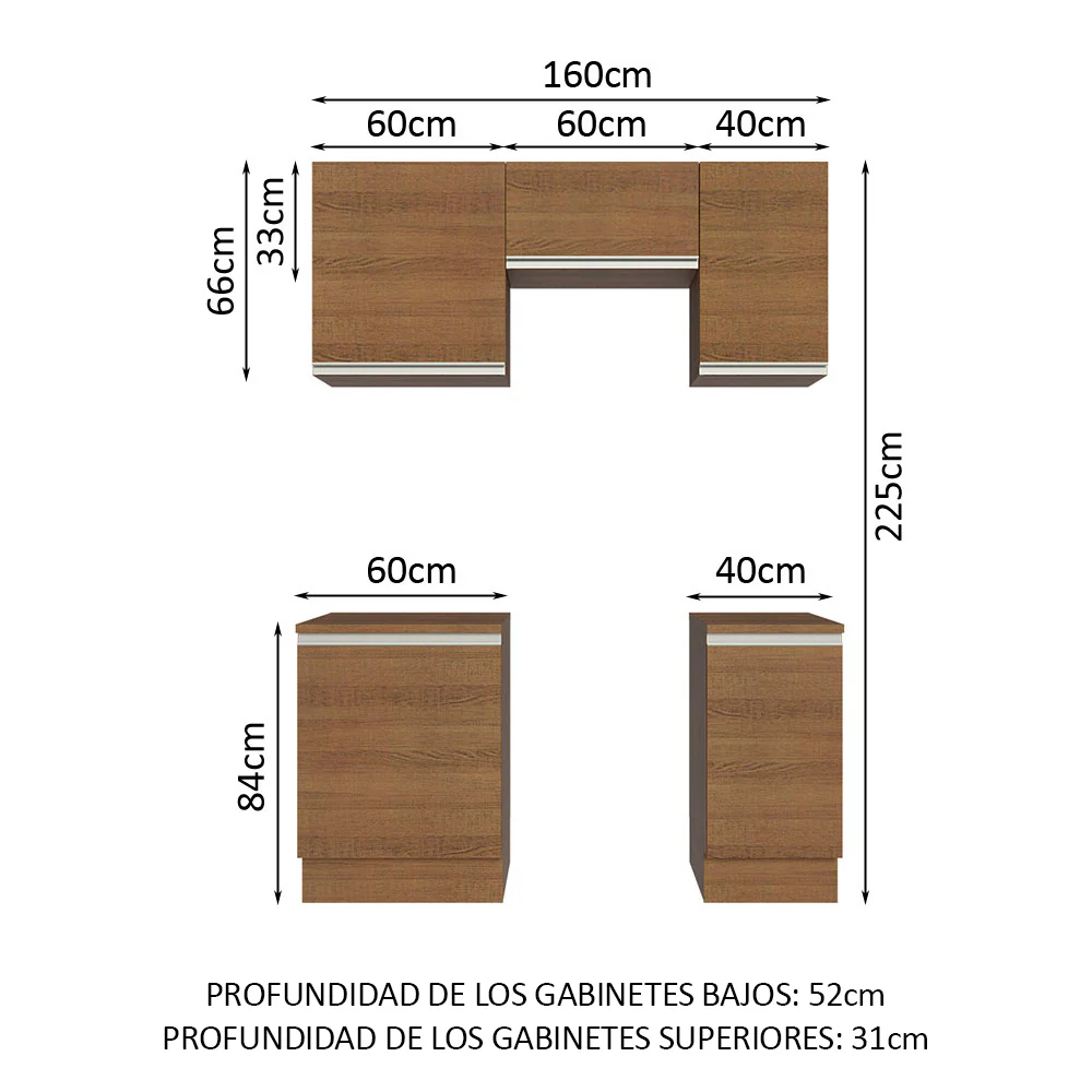 Combo de Cocina 160cm Marrón Glamy Madesa 07 - Image 2