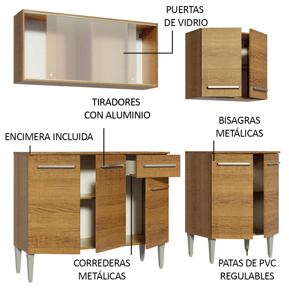 Combo de Cocina 169cm Emilly Box Madesa 03 - Marrón - Image 4