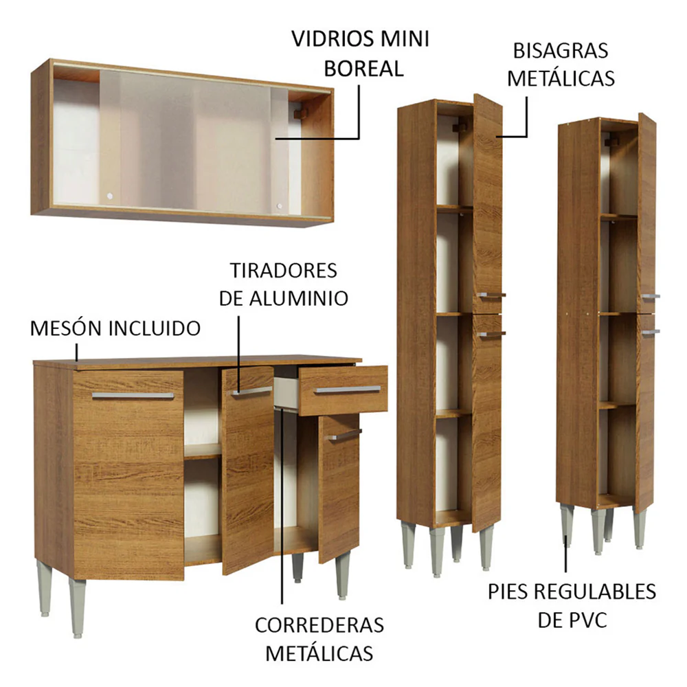 Combo de Cocina 169cm Emilly Fly Madesa 05 - Marrón - Image 5