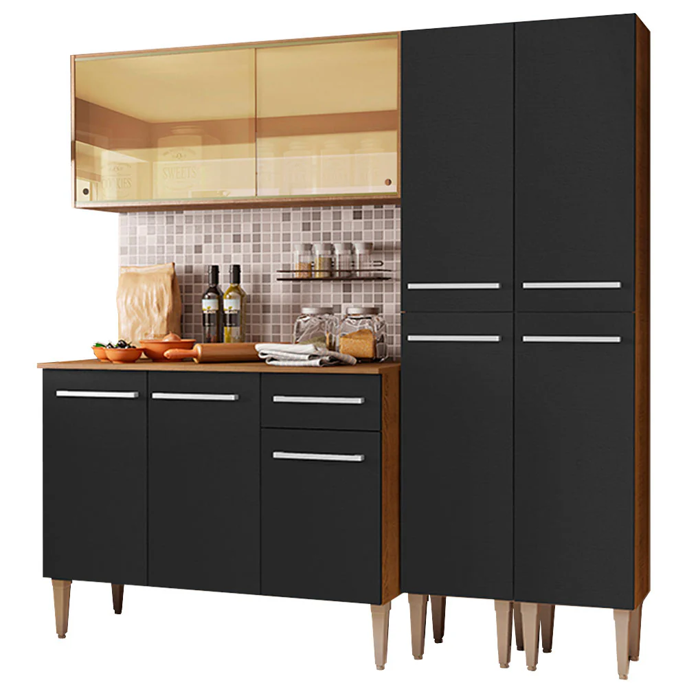Combo de Cocina 169cm Marrón/Negro Emilly Voice Madesa 06 - Image 3