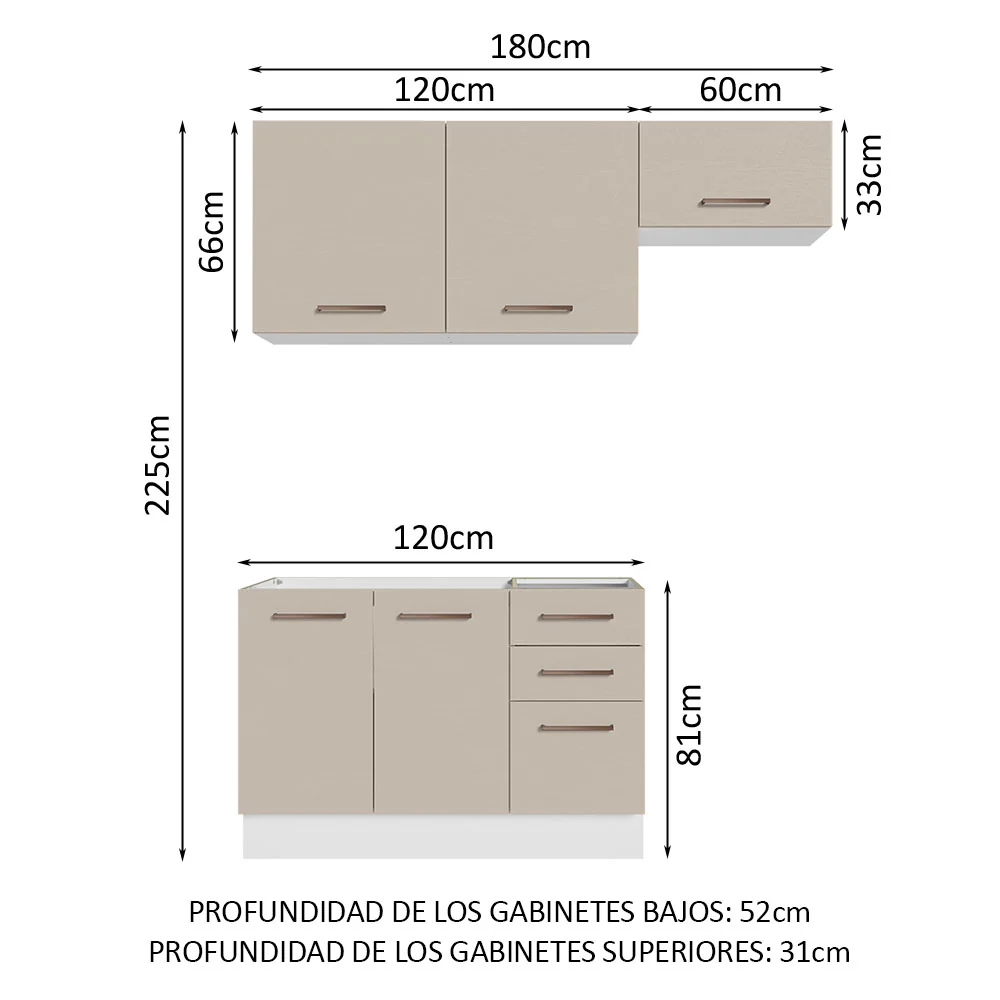 Combo de Cocina 180cm Blanco/Crema Agata Madesa 09 - Image 2