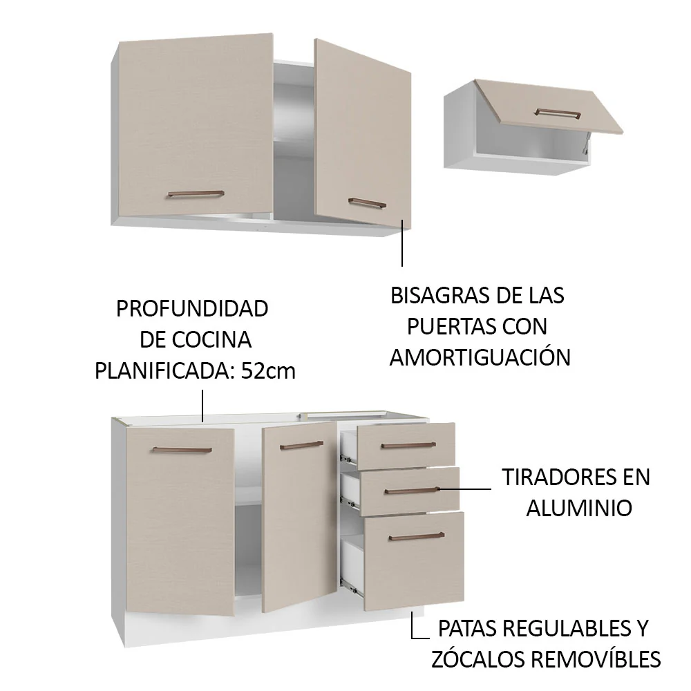Combo de Cocina 180cm Blanco/Crema Agata Madesa 09 - Image 4