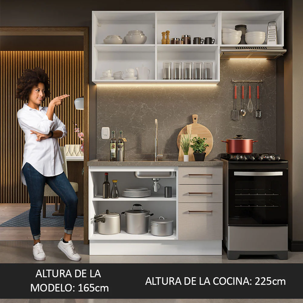 Combo de Cocina 180cm Blanco/Crema Agata Madesa 09 - Image 5