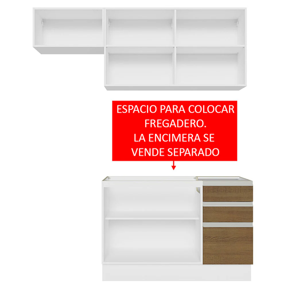 Combo de Cocina 180cm Glamy Madesa 09 - Blanco/Marrón - Image 5