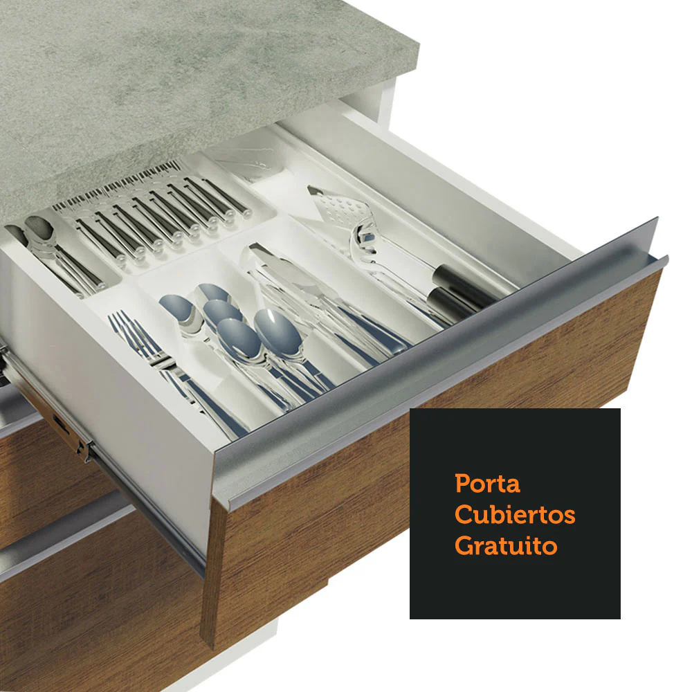 Combo de Cocina 180cm Glamy Madesa 09 - Blanco/Marrón - Image 6