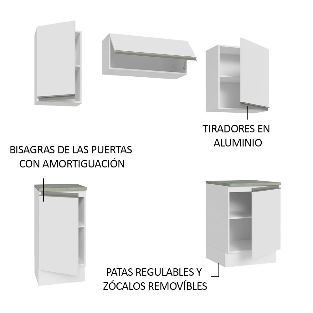 Combo de Cocina 180cm Glamy Madesa - Blanco - Image 4