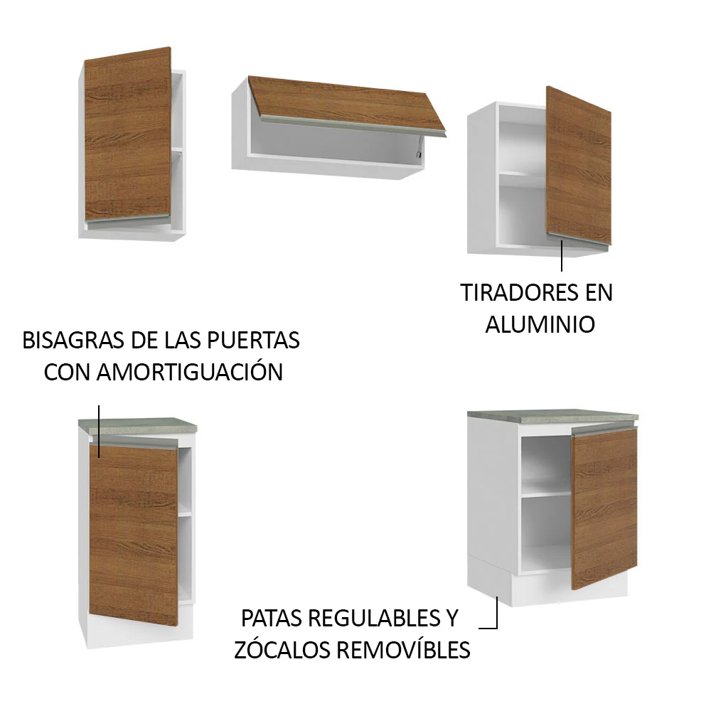 Combo de Cocina 180cm Glamy Madesa - Blanco/Marrón - Image 4