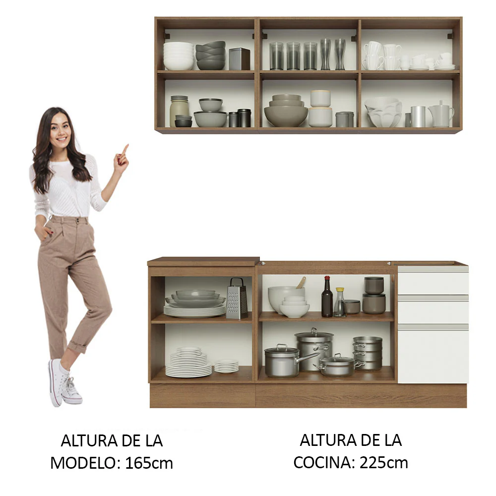 Combo de Cocina 180cm Marrón/Blanco Glamy Madesa 05 - Image 4