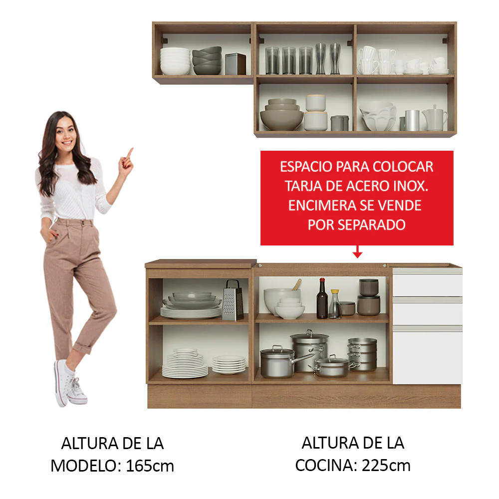 Combo de Cocina 180cm Marrón/Blanco Glamy Madesa 07 - Image 5