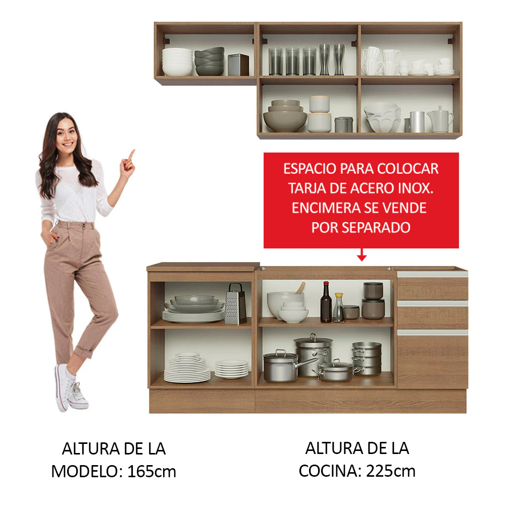 Combo de Cocina 180cm Marrón Glamy Madesa 07 - Image 4