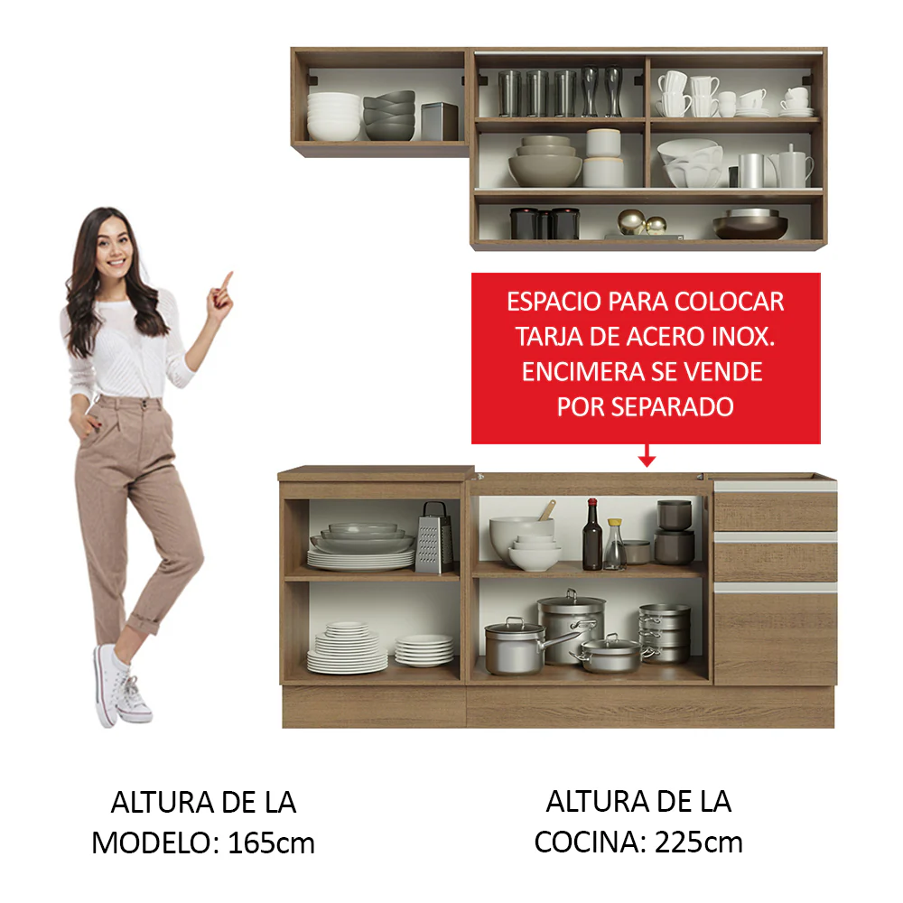 Combo de Cocina 180cm Marrón Glamy Madesa 08 - Image 4