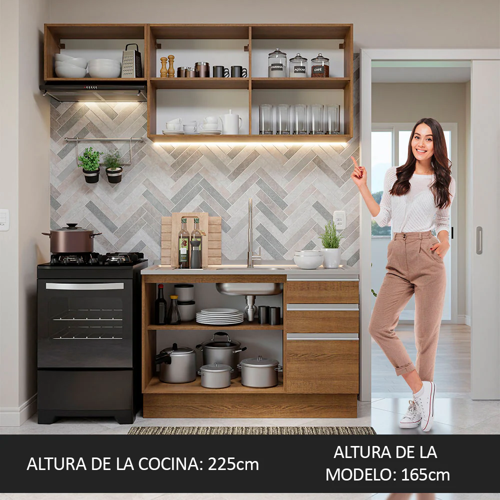 Combo de Cocina 180cm Marrón Glamy Madesa 09 - Image 6