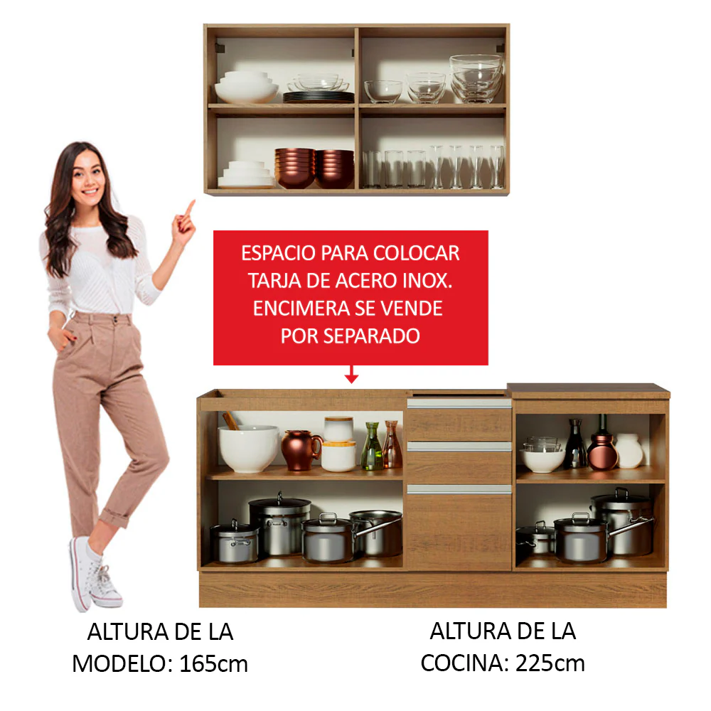 Combo de Cocina 180cm Marrón Milão Madesa 02 - Image 4