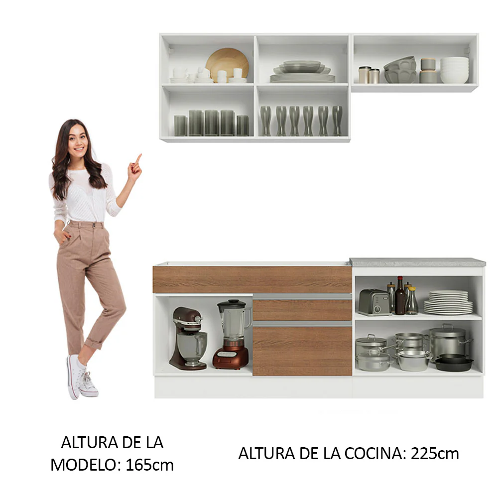 Combo de Cocina 200cm Glamy Madesa 07 - Blanco - Image 4