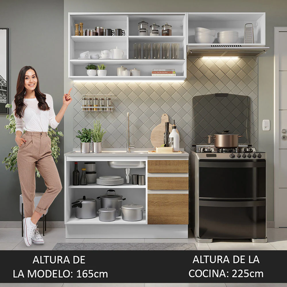Combo de Cocina 200cm Glamy Madesa 08 - Blanco/Marrón - Image 11