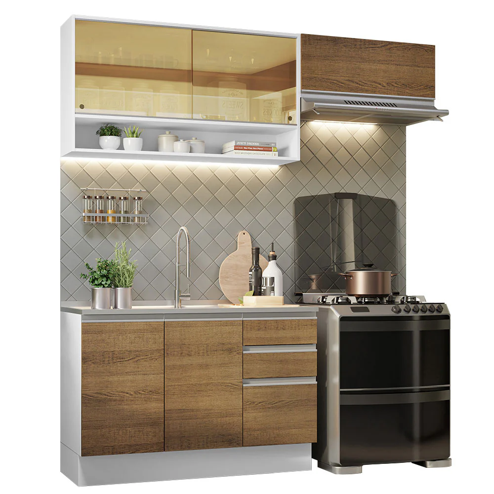 Combo de Cocina 200cm Glamy Madesa 08 - Blanco/Marrón - Image 3