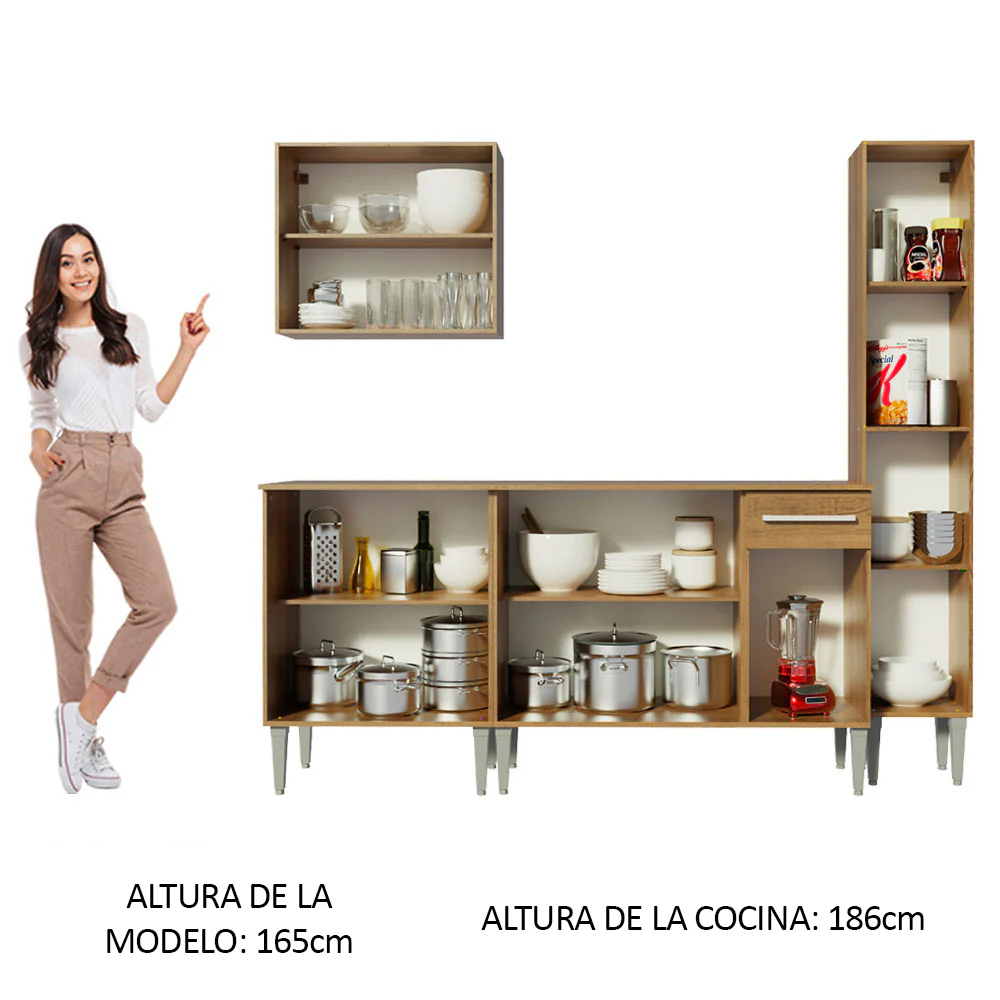 Combo de Cocina 201cm Emilly Sing Madesa 01 - Marrón - Image 5