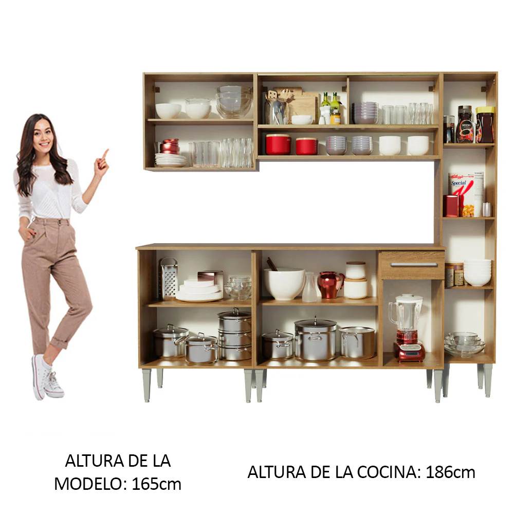 Combo de Cocina 201cm Emilly Sky Madesa 04 - Marrón - Image 5