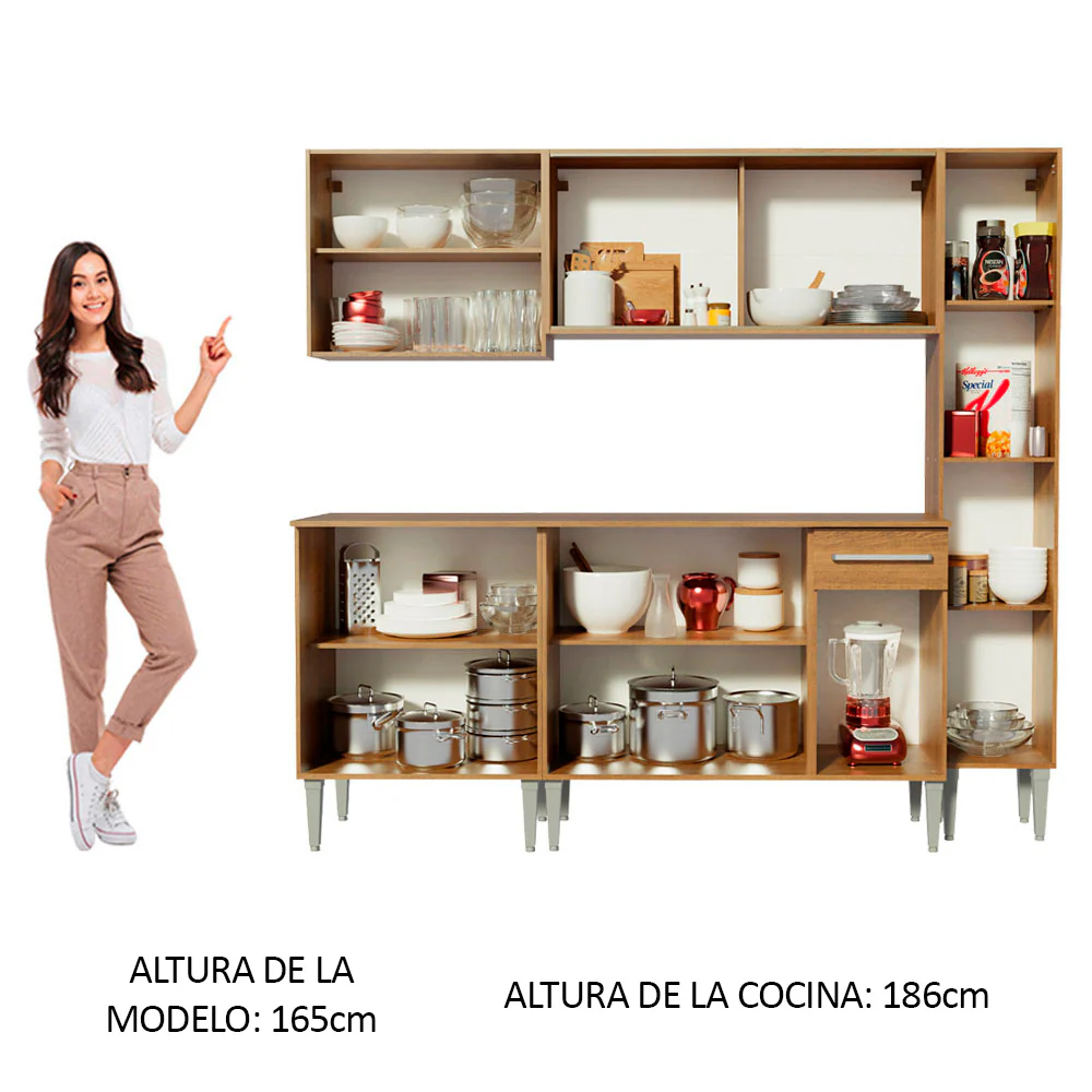 Combo de Cocina 201cm Emilly West Madesa 03 - Marrón - Image 5