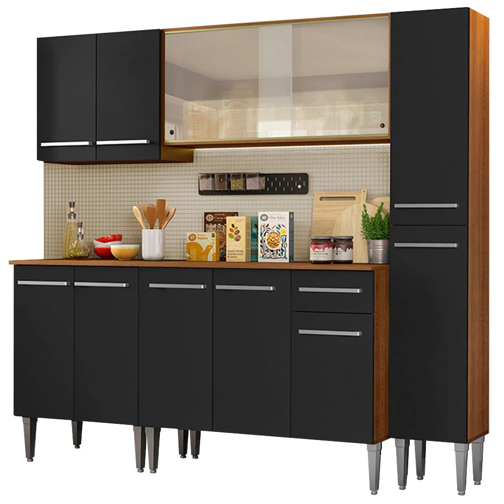 Combo de Cocina 201cm Marrón/Negro Emilly Fast Madesa 02 - Image 3