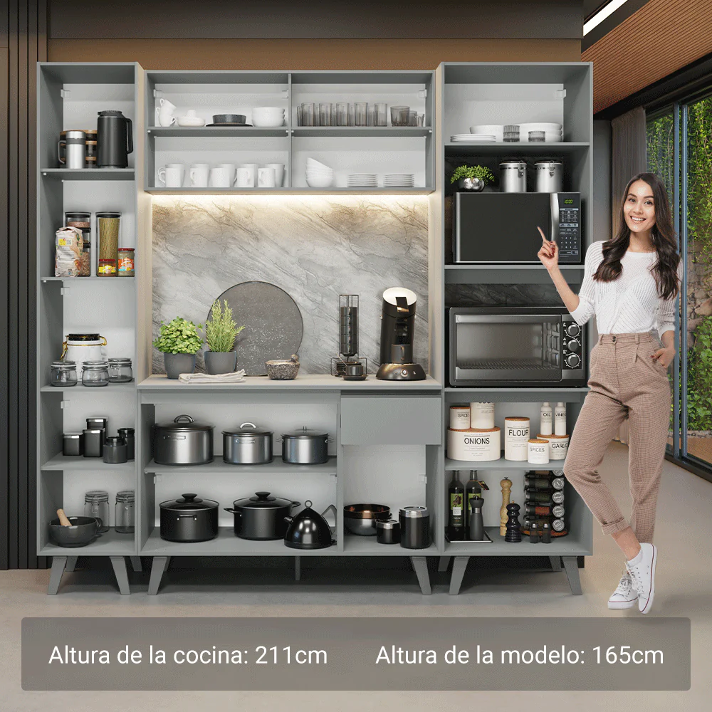 Combo completo de Cocina 220cm Gris Nice Madesa 05 - Image 5