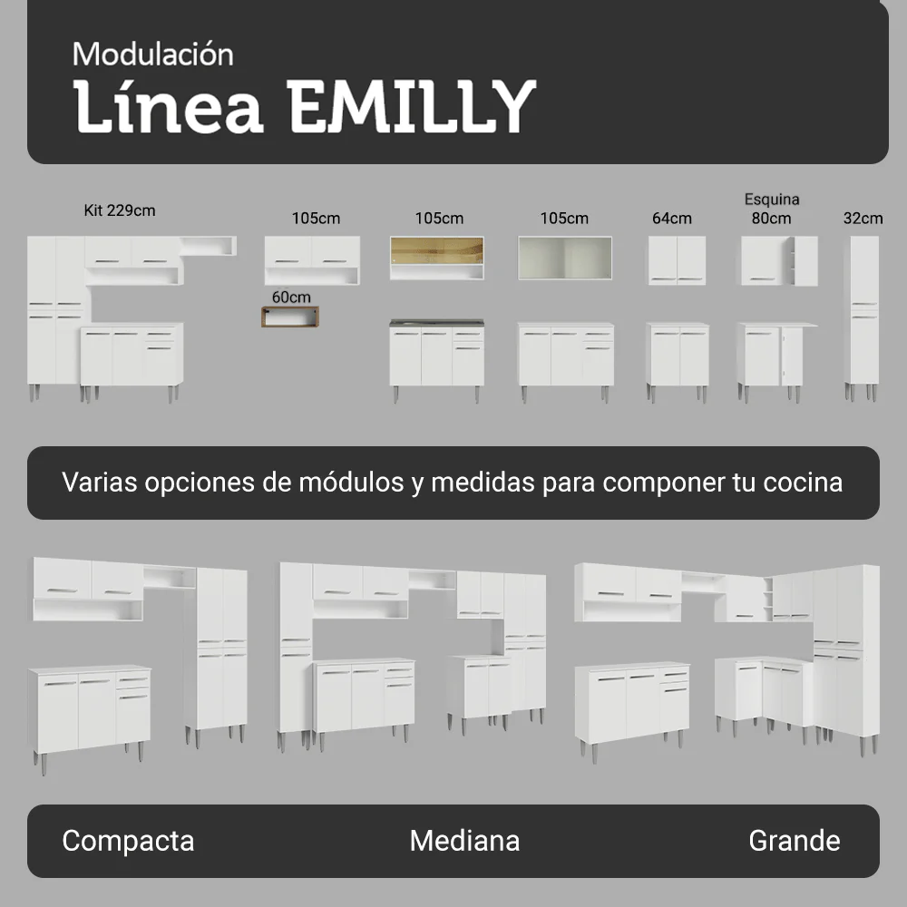 Combo completo de Cocina 229cm Blanco Emilly 18 - Image 9