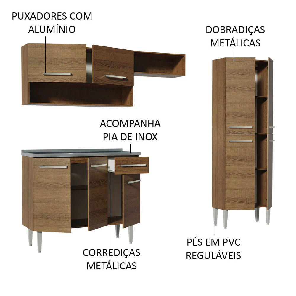 Combo completo de Cocina 229cm Con Bacha Emilly Madesa 10 - Image 4
